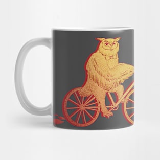 Owl on a Bike Orange Mug